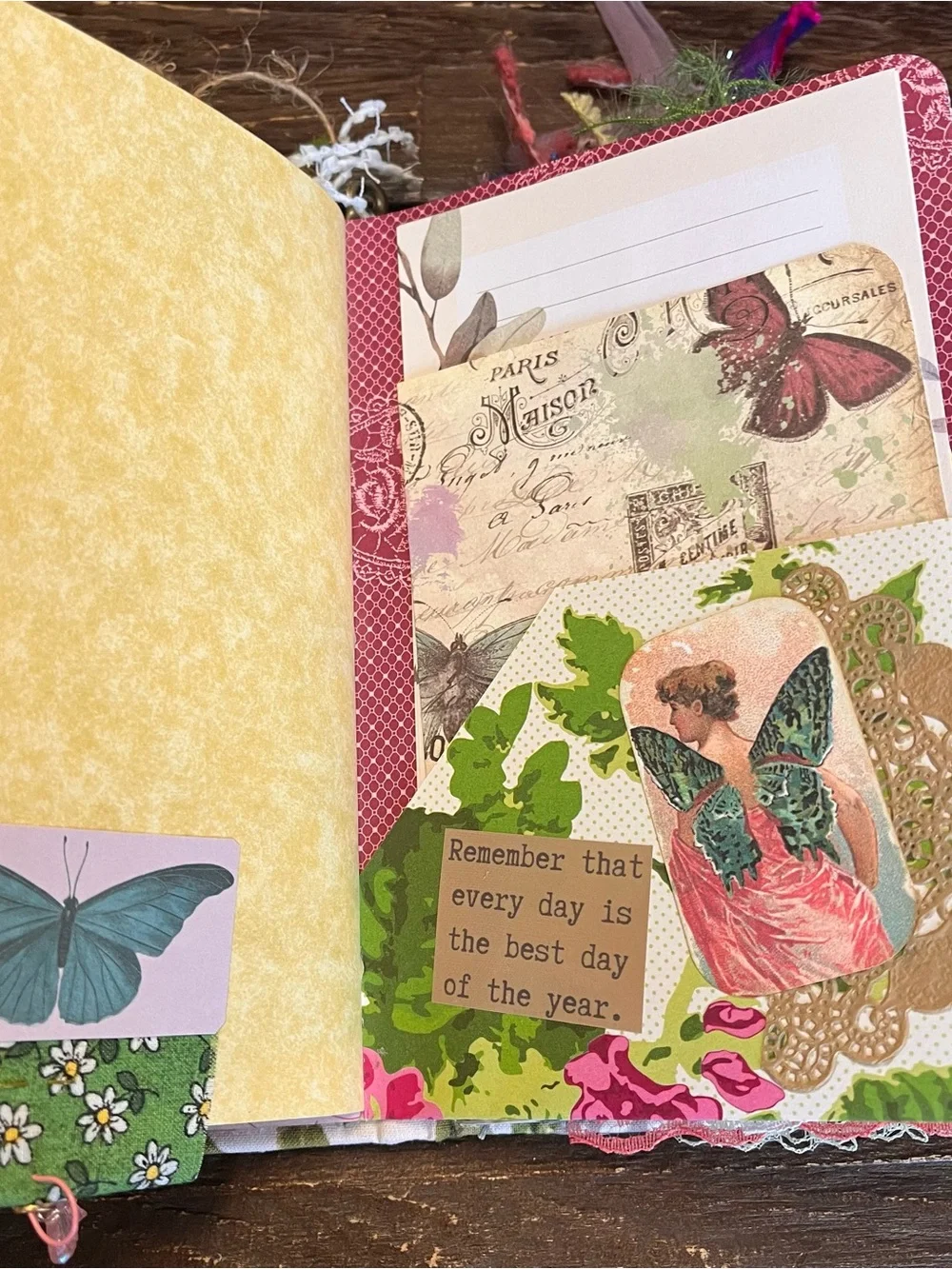 Butterfly Junk Journal Faith Floral Nature Flowers Softcover Decorated 3 Sig - Picture 15 of 16
